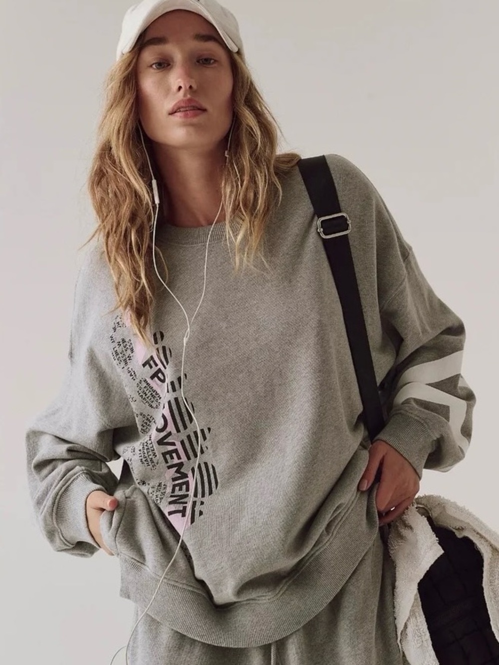FP Movement by Free People All Star Oversize Graphic Pullover Sweatshirt Grey S